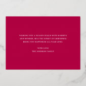 雪エレガント片フォトクリスマス 箔シーズンカード (裏面)