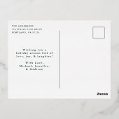 雪エレガント片フォトグリーンと金ゴールド 箔シーズンポストカード (裏面)