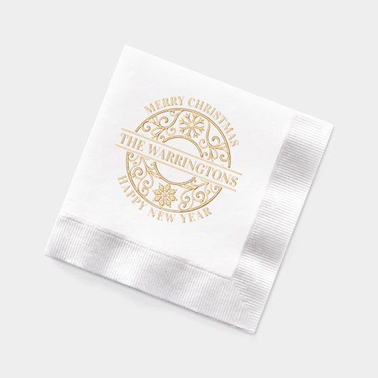 雪エレガント片フレースのようリグリーの姓 箔ナプキン (左)