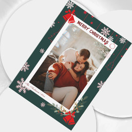 雪エレガント片フローラメリークリスマスフォト シーズンカード