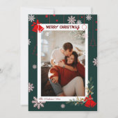 雪エレガント片フローラメリークリスマスフォト シーズンカード (正面)
