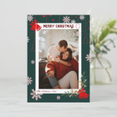 雪エレガント片フローラメリークリスマスフォト シーズンカード (スタンド正面)