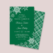 雪エレガント片プレイドグリーン結婚式招待状
