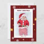 雪エレガント片ベビーメリークリスマスフォト シーズンカード (正面)