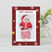 雪エレガント片ベビーメリークリスマスフォト シーズンカード (スタンド正面)