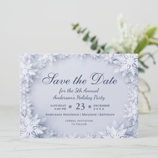 雪エレガント片ホリデークリスマスパーティー 招待状 (スタンド正面)