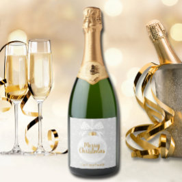 雪エレガント片ホワイトオーナメントクリスマス スパークリングワインラベル