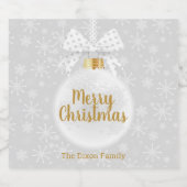 雪エレガント片ホワイトオーナメントクリスマス スパークリングワインラベル (シングルラベル)