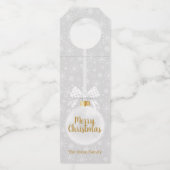 雪エレガント片ホワイトオーナメントクリスマス ボトルネックタグ (正面)