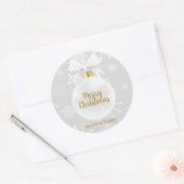 雪エレガント片ホワイトオーナメントクリスマス ラウンドシール (封筒)