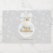 雪エレガント片ホワイトオーナメントクリスマス リキュールボトルラベル (シングルラベル)