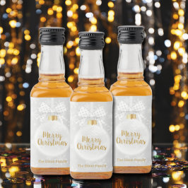 雪エレガント片ホワイトオーナメントクリスマス リキュールボトルラベル