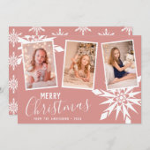 雪エレガント片メリークリスマスカスタム写真 シーズンカード (正面/裏面)