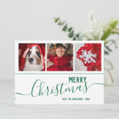 雪エレガント片メリークリスマスカスタム写真 シーズンカード (スタンド正面)
