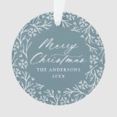 雪エレガント片リースアイスブルークリスマスフォト オーナメント (正面)