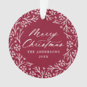 雪エレガント片リースクランベリークリスマスフォト オーナメント (正面)