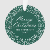 雪エレガント片リースグリーンクリスマスフォト オーナメント (正面)