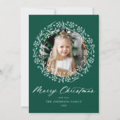 雪エレガント片リースグリーンフォト シーズンカード (正面)