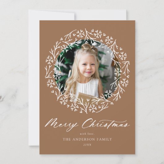 雪エレガント片リースジンジャーブレッド写真 シーズンカード (正面)