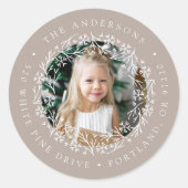 雪エレガント片リーストープ差出人住所 ラウンドシール (正面)