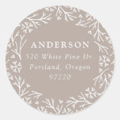 雪エレガント片リーストープ差出人住所 ラウンドシール (正面)