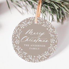 雪エレガント片リースモカのクリスマスギフトタグ フェイバータグ