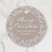 雪エレガント片リースモカのクリスマスギフトタグ フェイバータグ (正面)