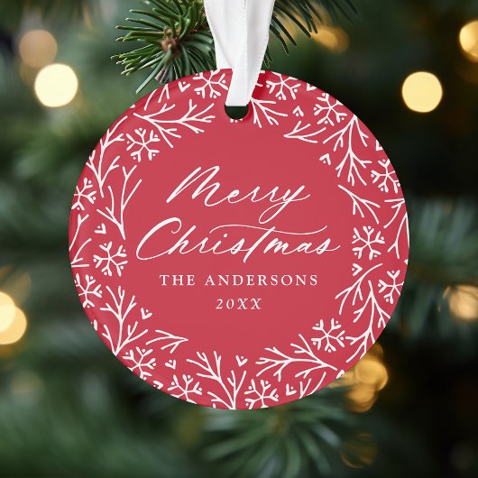 雪エレガント片リースレッドフォトクリスマス オーナメント