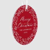雪エレガント片リースレッドフォトクリスマス オーナメント (正面)