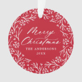 雪エレガント片リースレッドフォトクリスマス オーナメント (正面)