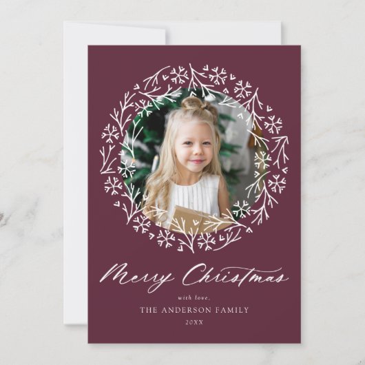 雪エレガント片リース紫色の写真 シーズンカード (正面)