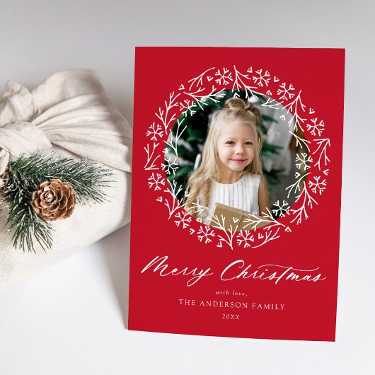 雪エレガント片リース赤写真 シーズンカード