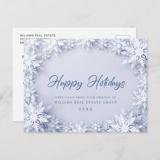 雪エレガント片企業のクリスマス ポストカード (正面/裏面)