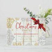 雪エレガント片素朴クリスマスホリデーリボン 招待状 (スタンド正面)