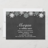 雪エレガント片誕生日招待状 招待状 (正面)