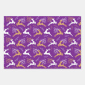 雪エレガント片金ゴールドホワイトトナカイのクリスマス ラッピングペーパーシート (正面2)