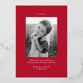 雪エレガント片2フォトレッドと金ゴールド 箔シーズンカード (裏面)