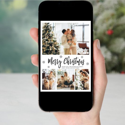 雪エレガント片4フォトコラージュクリスマス シーズンカード