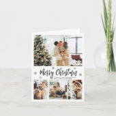 雪エレガント片5フォトコラージュクリスマス シーズンカード (正面)
