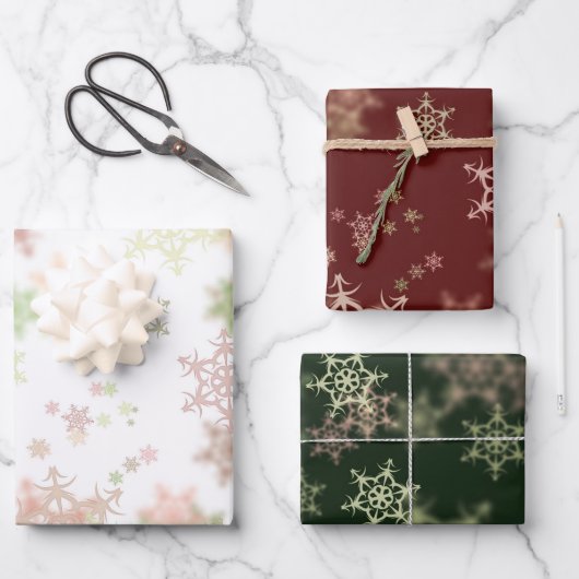 雪エレガント片 |クリスマス・ホリデー ラッピングペーパーシート (正面)