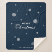 雪エレガント片 |メリークリスマス |カスタム シェルパブランケット (正面)