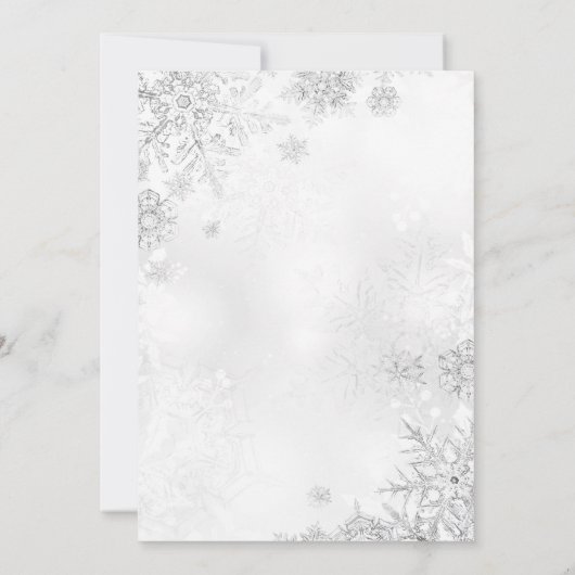 雪エレガント片、ライト、バルーン、クリスマスパーティー 招待状 (裏面)