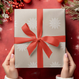 雪エレガント片 |水彩 |クリスマス |ベージュ ラッピングペーパー