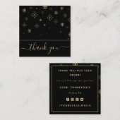 雪エレガント片Thanks Thank You Customer モダン Black スクエア名刺 (正面/裏面)
