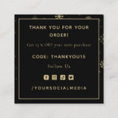 雪エレガント片Thanks Thank You Customer モダン Black スクエア名刺 (裏面)