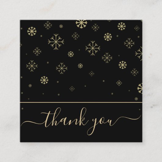 雪エレガント片Thanks Thank You Customer モダン Black スクエア名刺 (正面)