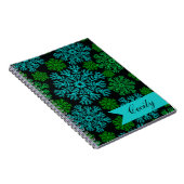 雪エレガント結晶の冬のパタパーソナライズされたーン ノートブック (右側)