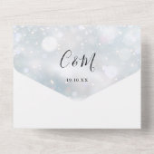 雪エレガント結晶の冬の結婚式 オールインワン招待状 (裏面)