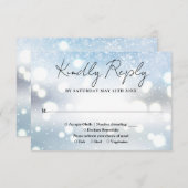 雪エレガント結晶の冬の結婚式 出欠カード (正面/裏面)