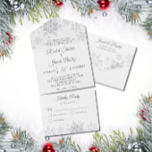 雪エレガント結晶クリスマス冬の結婚式 オールインワン招待状